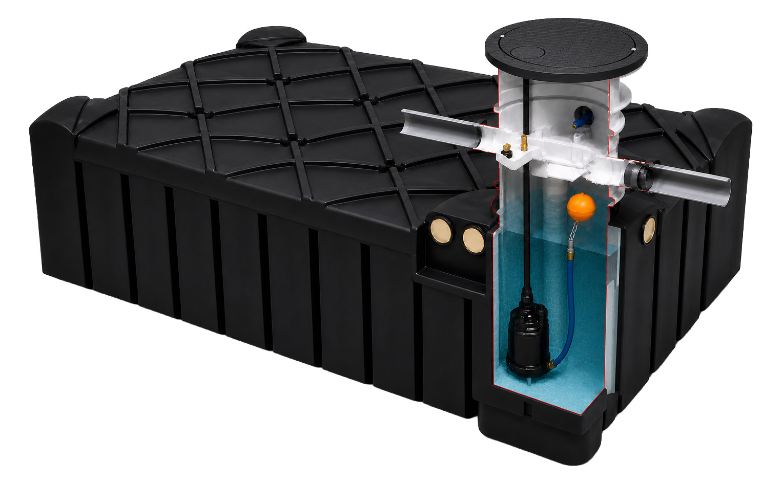 Platte regenwatertank kunststof 3.000 liter