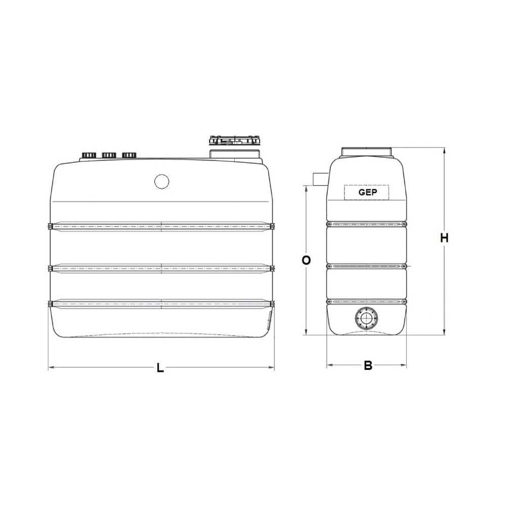 Bovengrondse regenwatertank 1.100 liter met stalen bandages — miniatuur 3