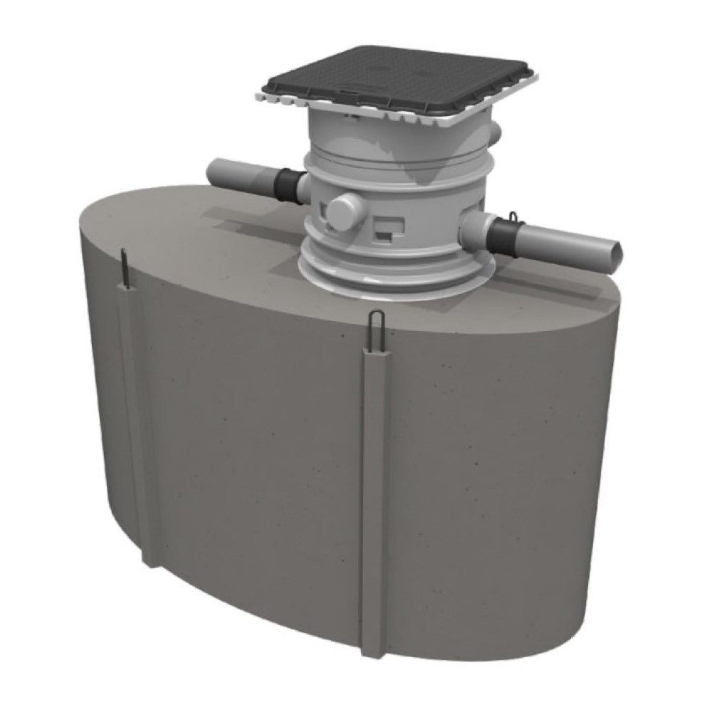 Regenwaterput beton 10.000 liter met ingebouwd regenwaterfilter tot 325m² dakoppervlak